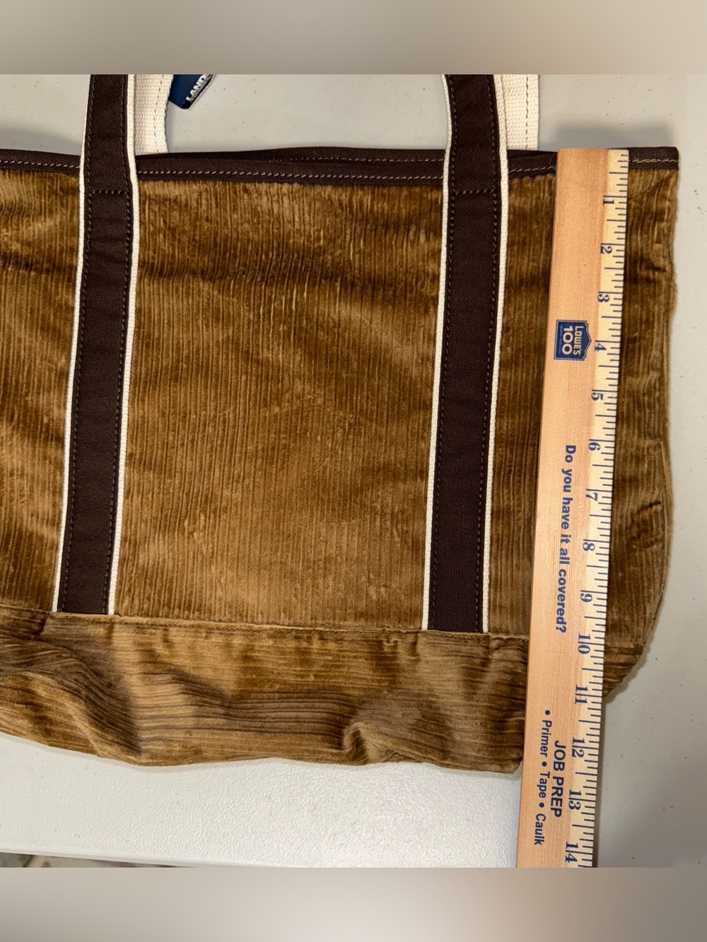 NWT LANDS END 5 Pocket Corduroy Tote Bag Tan Brown Dark Toffee Preppy Classic - Picture 7 of 14